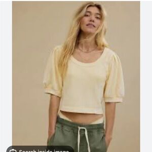 Aerie Puff Sleeve Crop Sweatshirt Top